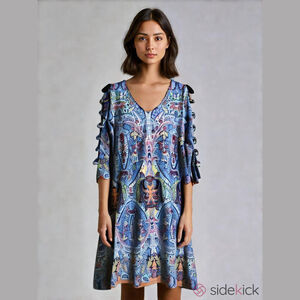 Women's Ivy Lane Dress, PM, Blue Multicolored Paisley